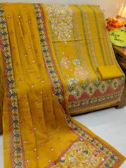 প্রিমিয়াম কটন মিরর ও চুনরি ডিজাইন থ্রি-পিস সেট