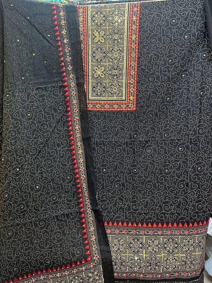 প্রিমিয়াম কটন মিরর ও চুনরি ডিজাইন থ্রি-পিস সেট - Image 1