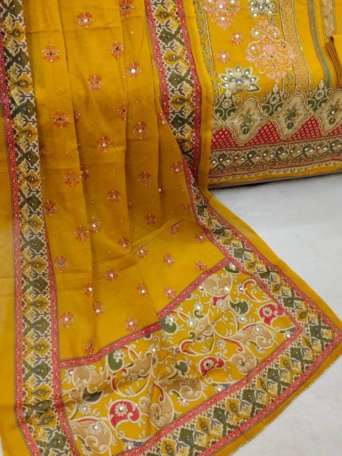 প্রিমিয়াম কটন মিরর ও চুনরি ডিজাইন থ্রি-পিস সেট - Image 2